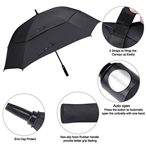 image for G4Free Extra Large Golf Umbrella Double Canopy Vented Square Umbrella 