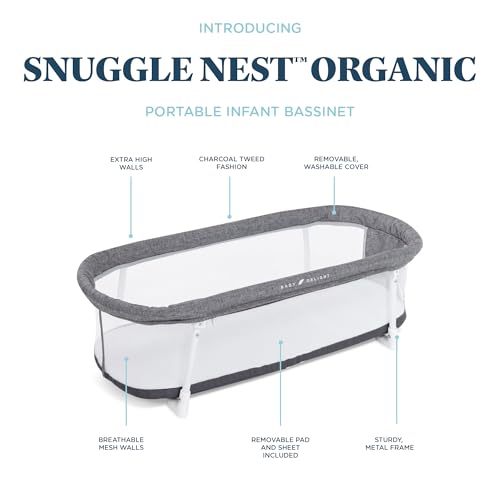 Image of Baby Delight Snuggle Nest Bassinet, Portable Baby Bed, for Infants 0 - 5 Months, Charcoal Tweed