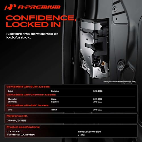 Image of A-Premium Front Left Driver Side Door Lock Actuator Compatible with Chevrolet Chevy Equinox 2019-2022, Cruze 2019 & GMC Terrain 2018-2022 & Buick Envision 2018-2020