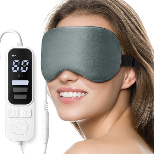 Heated Eye Mask, Warm Eye Compress Mask, USB Electric Eye Heating Pad with Temperature & Timer...