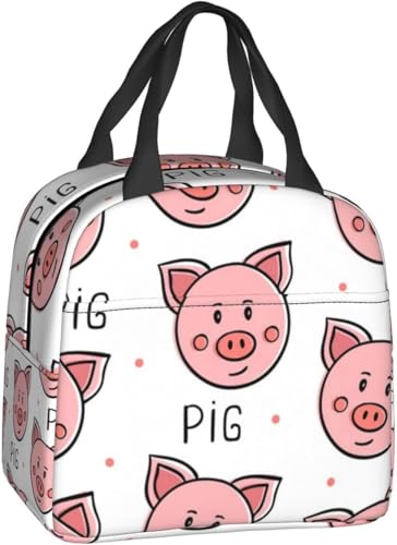 おしゃれ保温バッグ かわいい動物 豚 プリント柄 断熱ランチバッグ、ピクニックバッグ、 遠足 アウトドア キャンプ 通勤・通学用 軽量 収納便利