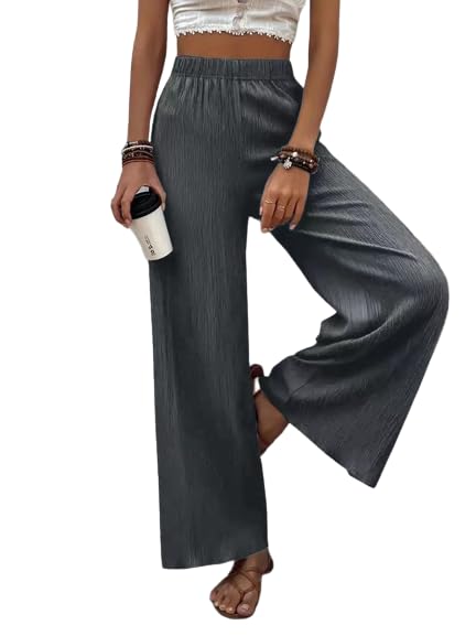 Womens Classic Casual Pants Loose and Skinny Anti-Crinkle Wide Leg Pants