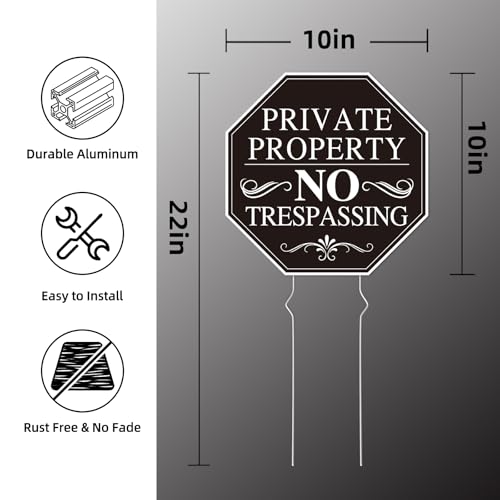 Image of Private Property No Soliciting Sign for House, No Soliciting Yard Sign, 2-Pack 10 inchx10 inch Double-Sided, Corrugated Plastic, Metal Stakes, Outdoor Yard Sign for Home and Front Door, Easy To Install