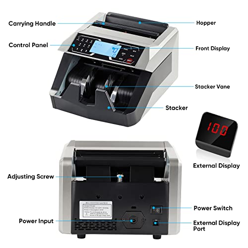 Fvvl Money Counter Machine - Bill Counter Portable - 1,200 Bills Per Min, Advanced Counterfeit Detection, Set Up In Minutes, Add And Batch Modes, Cash Counting Machine With Large Lcd Display #TOP3