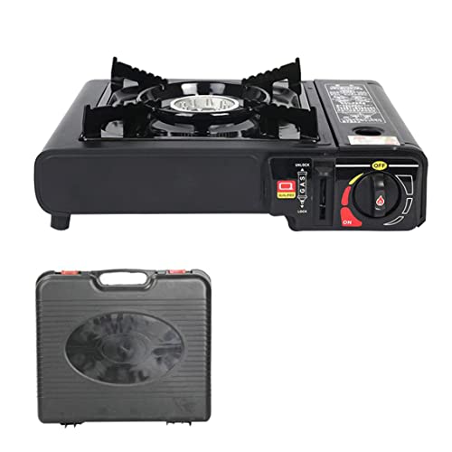 Estufa de gas portÃ¡til acampando alkane cocinera de gasolina al aire libre estufa de un solo quemador con estuche negro camping