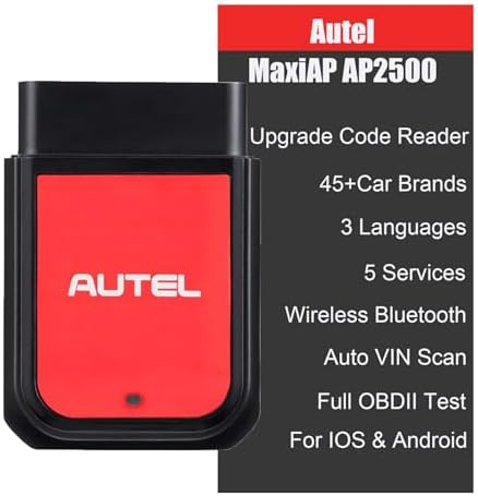 MaxiAP AP2500 Upgraded AP200/AP200C/AP200H/AP200M Bluetooth OBD2 Code Reader Auto Scanner Car Scan Tool 5+ Service Functions 45+ Car Brands Free APP for Android/iOS Advanced AP2500E