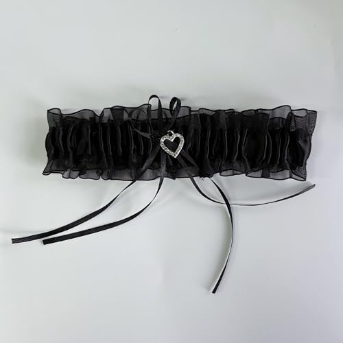 Image of Ting&Cecilly Lace Wedding Garters for Bride Pearl Stretch Prom Garter, Women Wedding Bridal Legs Garter Set
