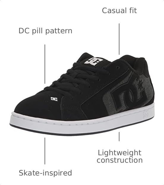 Image of DC Mens Net Low Top Lace Up Casual Skate Shoe Sneaker