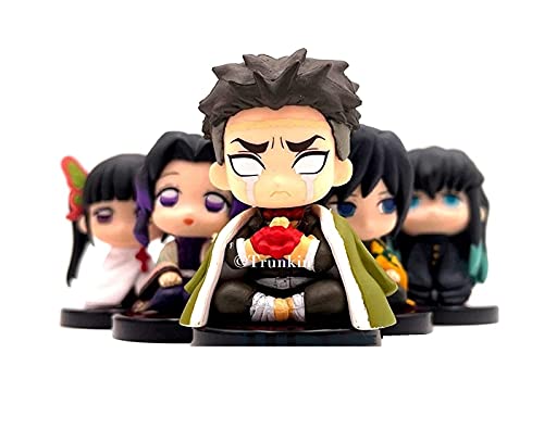 Image of Trunkin Demon Slayer Figure Chibi Small Action Figures 5 Pcs Set Model B 2-3 Inches Kimetsu No Yaiba Action Figurines Small Sitting Set,Multicolor