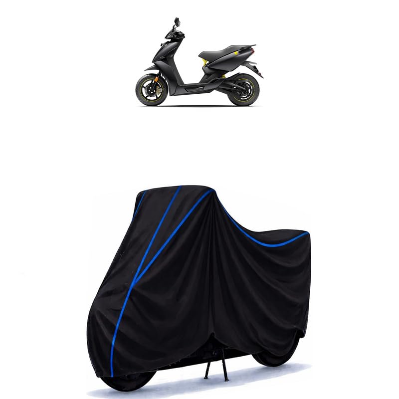 Image of Scooty Cover Water Resistant for Electric | Universal Scooter & Bike Cover | Heavy Duty UV Dust, Rain & Scratch Protection Weather Indoor Outdoor | Black with Blue Piping