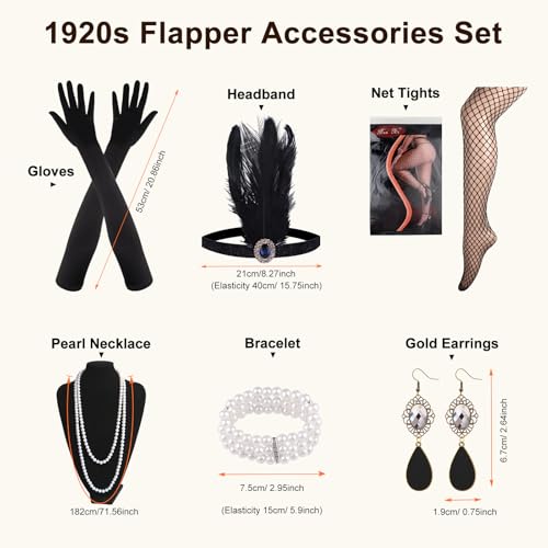 FEPITO 1920s V-Neck Sequins Beaded Fringe Dress with 20s