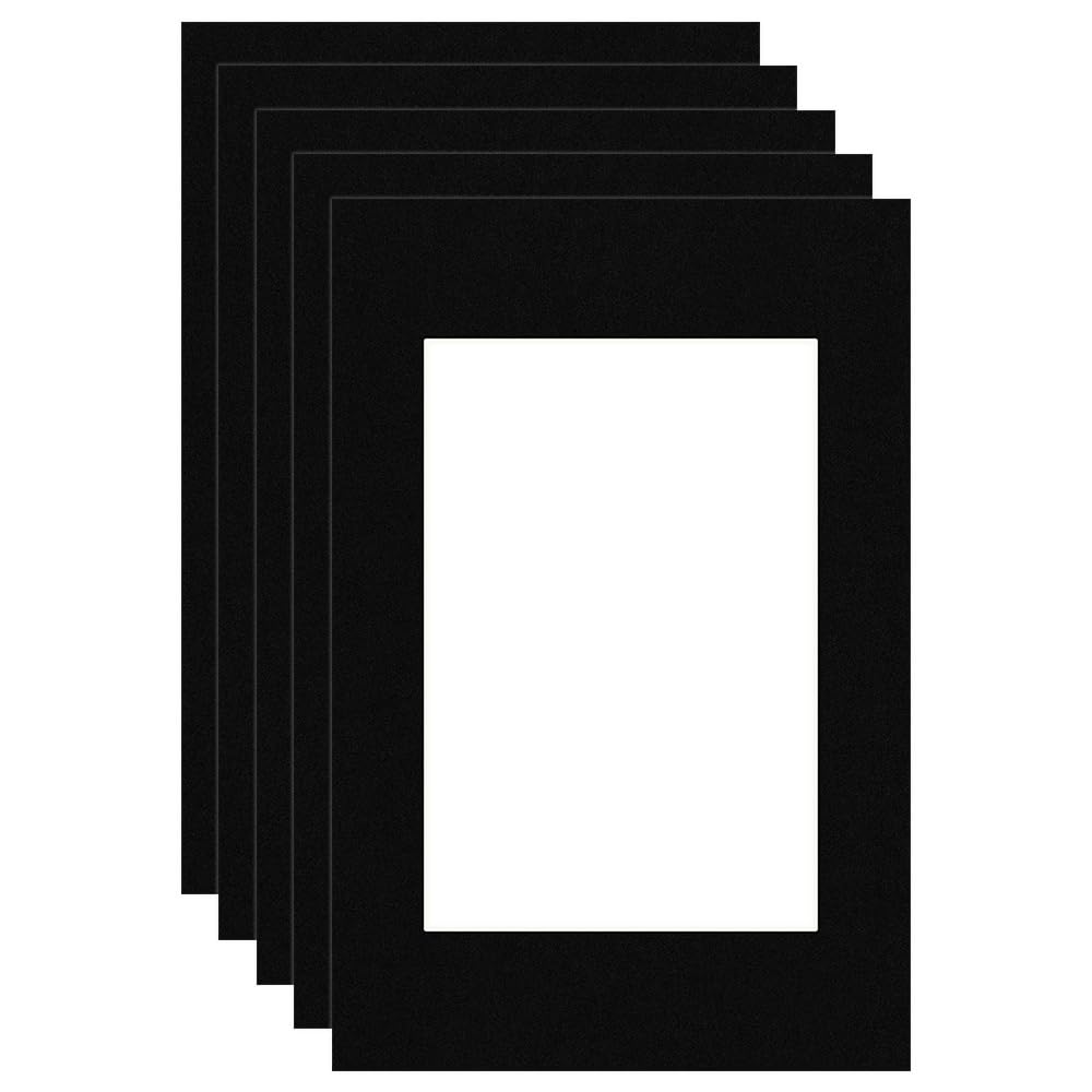 Procut Global 60x90cm Black Picture Mounts Board to Fit 40x60cm Aperture Size - Photo Mount Card Ideal for Prints, Artwork, Crafts & Certificates - Sizes & Colors Available - Pack of 5