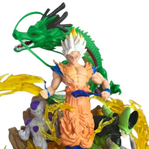 Image of Mayatra's Anime Style Dragon Warrior Collectible Figure Statue with Dragon & Energy Effect - Display Model - PVC Action Figure