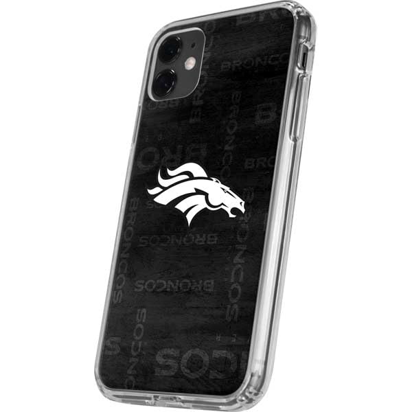 Skinit Clear Phone Case Compatible with iPhone 11 - Officially Licensed NFL Denver Broncos Black & White Design