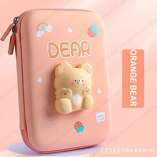 Image of Cartoon Theme Pencil Case - 3D EVA Pencil Case Pouch, Multipurpose Zipper Pencil Case for Kids, Pen and Pencil Bag for School Kids, Girls, Stationery Storage Box (Dear Big Pouch)