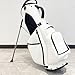 RUVOO Golfing Equipment Rack Lightweight Golf Stand Bag Zippered Pockets Adjustable Dual Straps Storage Rack for Golf Clubs(White)