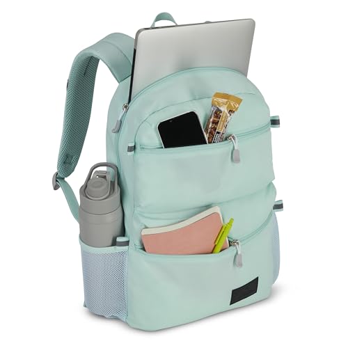 Image of High Sierra Everclass Backpack - Travel or Work Laptop Bookbag with 360 Reflectivity, Dual Water Bottle Pockets & Fits Laptops Up To 15.6 inch, One Size, Sky Blue