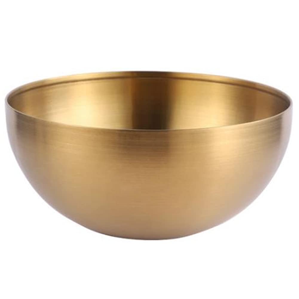 XIAOJUN Large Capacity Stainless Steel Salad Bowls Korean Soup Rice Noodle Ramen Bowl Kitchen Food Container,Gold,15X7CM