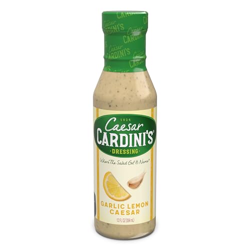 Cardini's Garlic Lemon Caesar Dressing, 12 fl. oz., Made with Lemon and Garlic, Perfect Chicken Marinade, Sandwich Spread, Dip or Salad Dressing