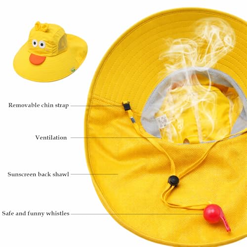 Image of SYGA Children's Cute Pink Bunny Sun Hat UPF 50+ Wide Brim UV Protection Bucket Hat, Lightweight Breathable Summer Beach Fishing Hat for 3-10 Years Boys & Girls