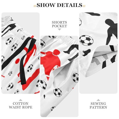 Soccer Player Ball Pajama Shorts for Men Lounge Pants Sleep Bottoms Men'S Sleep Shorts with Pockets, S-XXL4