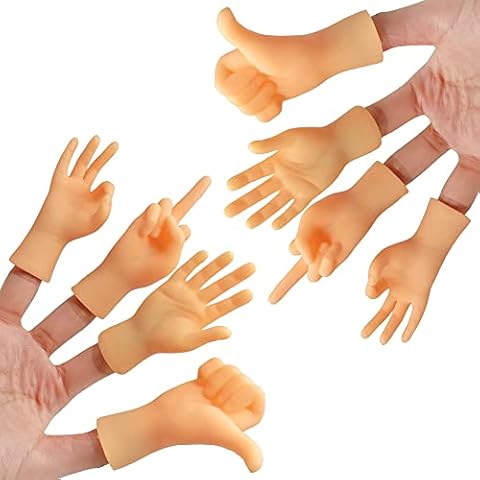 Ezebesta 8 Pieces Tiny Hands Little Hands Mini Finger Hands 4 Signs Cover
