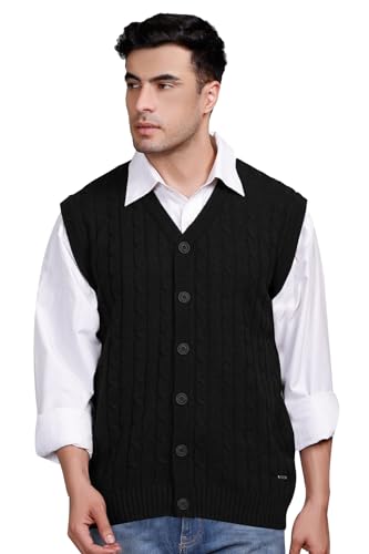 Image of V Neck Cardigans for Men - Woolen Sleeveless Sweater for Man Winter Wear