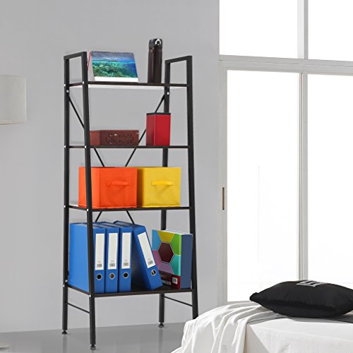 LANGRIA 4 Tier Wire Storage Rack and Shelving Unit Organization, Black Walnut