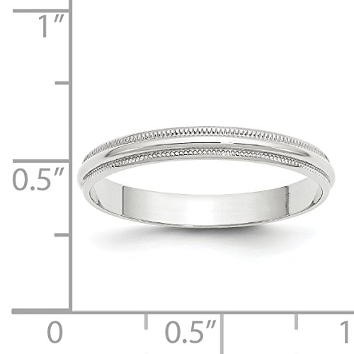 Solid 10k White Gold 3 mm Round Milgrain Wedding Band Ring3