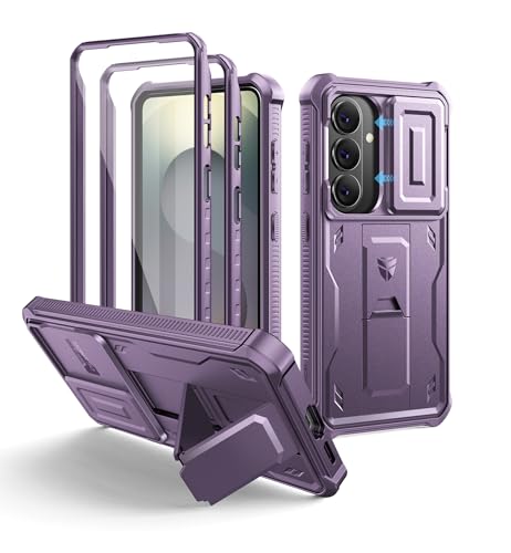Dexnor pour Coque Samsung Galaxy S26【Double Cadre Avant et Support】 avec CaméRa Coulissante Intégrée & Protecteur d'écran, Coque de Protection Robuste...