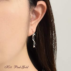 Amazon | [四葉のクローバー] ピンクゴールド 10金 チェーンピアス 10k