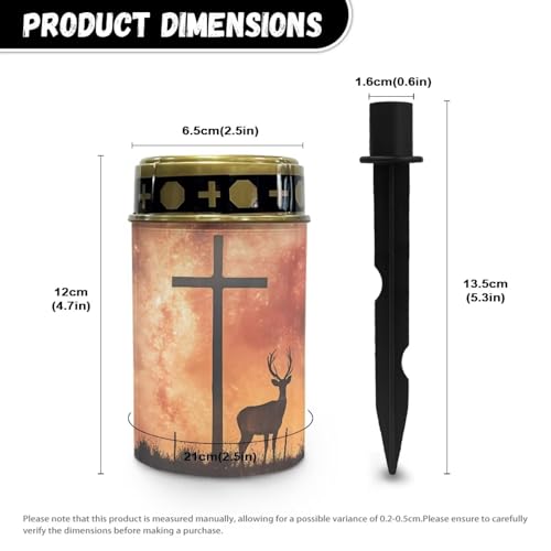 Image of Poceacles 4 Pieces Solar Powered Cross Lights - Flameless Cemetery Votive Candles, Waterproof Memorial Stake Lights for Outdoor Home Decoration, Deer Cross Galaxy Orange
