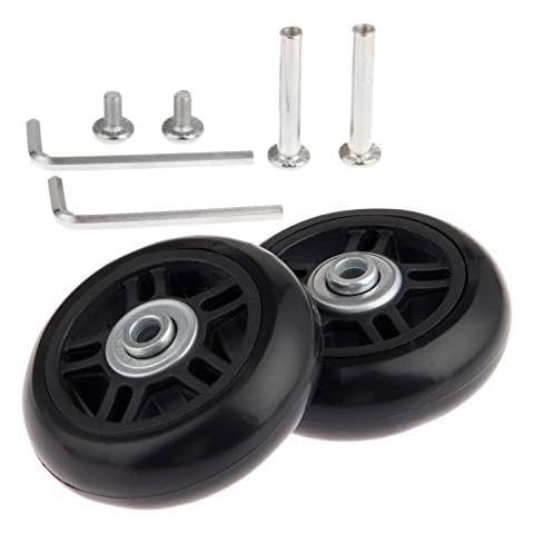 2Set 70x22mm Luggage Suitcase Replacement Wheels with Axles Wrench Repair Bearings Kit Cover