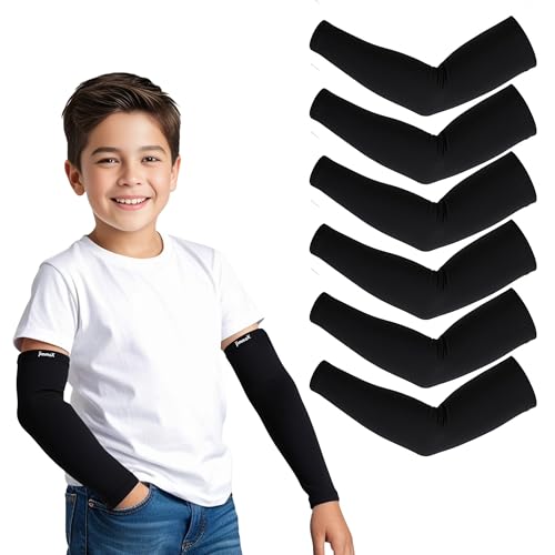 Image of Kids Arm Sleeves - Protective Arm Covers for Boys & Girls, Ages 5-13, UV Sun Protection, Perfect for Sports, Cycling, Running, and Outdoor Activities