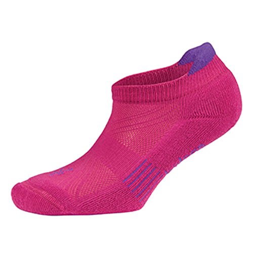 Balega Hidden Cool Cushioning Performance No Show Athletic Running Socks for Kids / Children (1 Pair), Bright Pink/Purple, Large