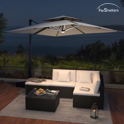 Image of THESHELTERS - Premium Garden Umbrella 360 Degree Rotating Stylish and Durable Outdoor Garden Umbrella with Heavy-duty Water Base (95Kgs)- Patio and Lawn Umbrella, 2.5x2.5m Big Size Outdoor Umbrella with Stand