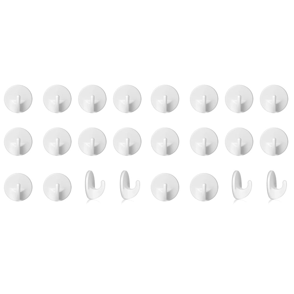 Hndhbfgrt White 24 Pcs Plastic Hooks Self Adhesive, Sticky Hooks Removable Wall Hooks,Stick On Hooks For Hanging Coat Cloth Towel