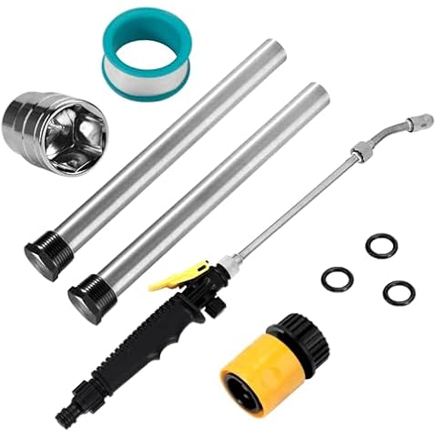 Poukaran 5 Pack RV Water Heater Anode Rod & RV Water Heater Flush Wand with Hex Wrench Socket Removal Tool, 9.25"L x 3/4" NPT Aluminum RV Hot Water Heater Anode Rod for Suburban, Mor-Flo. Cover