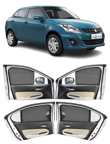 Image of Autofact Car Sunshades for Maruti Swift Dzire (2012 to 2016), UV Protection, Useful Car Accessories, Custom fit Sun Shades for Side Windows, Set of 4