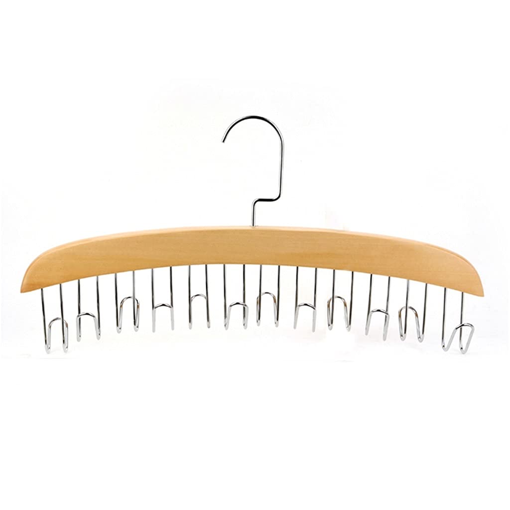MOBYGKFY Multifunction Wood Belt Organizer Tie Scarf Rack Hanger Metal Hook Wardrobe Closet Organizer Storage Organizer(2PCS,Natural 12hooks)
