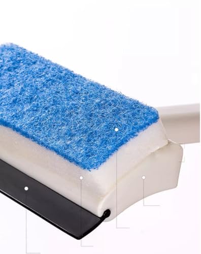 Image of - 2 in 1 Double-Sided Glass Cleaning Brush | Window Washing Equipment Scrubber with Soft Sponge | Glass Tint Shower Squeegee for Bathroom, Car, Household