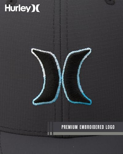 Image of Hurley Men's Baseball Cap - Dana Point Cotton Ripstop Stretch Fitted Cap for Men with Gradient Embroidered Icon (Size: S-XL)