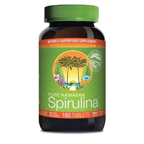 Nutrex Hawaii, Pure Hawaiian Spirulina, 1.000mg, 180 Comprimidos Veganos, Probado en Laboratorio, Sin Gluten, Sin Soja, Vegetariano