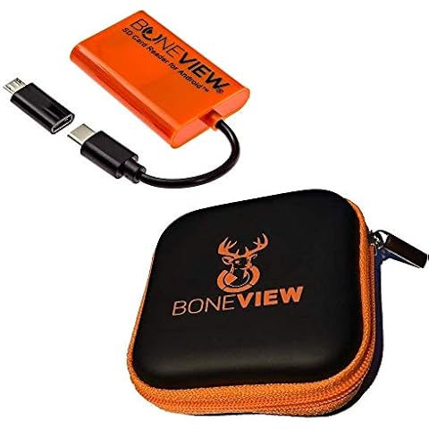 SD Card Reader for Android - Type C USB Trail Camera Viewer, Deer Hunting Accessories for Game Cam Memory Chip Reading on Smart Phones Samsung Galaxy, Google Pixel, Moto Droid, Includes Zipper Case Cover