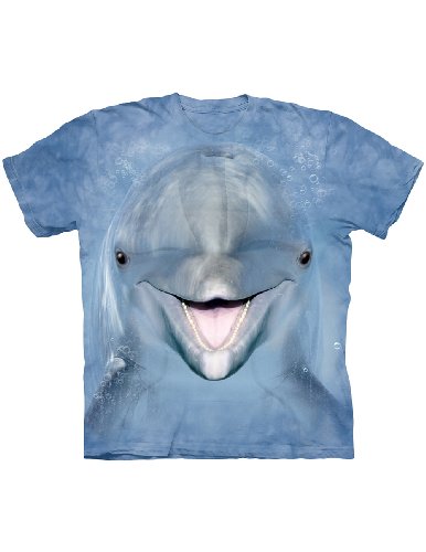 The Mountain Dolphin Face Adult T-Shirt, Blue, Large