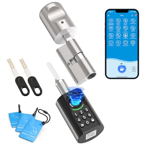 WELOCK U71 Türschloss Fingerabdruck,Elektronisches Türschloss Code mit RFID Karte,APP,WiFi,Fingerabdruck Schloss Haustür IP65,Smartes Türschloss Schließzylinder für Türen von 60-90mm,Smart Lock