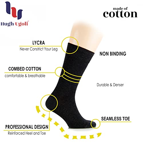 Hugh Ugoli Women's Thick Cotton Warm Winter Socks | Seamless Boot Socks with Non Binding Top | Shoe Size 6-9/10-12, 3 Pairs2