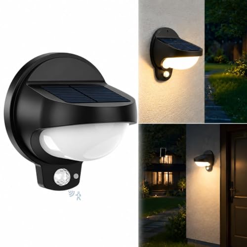 Image of XERGY Solar Powered Outdoor Security Wall Light - Motion Sensor | Waterproof | Auto On /Off | Warm White - for Gate, Balcony, Terrace, Backyard