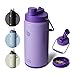 Bottle Bottle Insulated Water Bottle 2L with Straw and Dual-use Lid Half Gallon Water Jug Vacuum Stainless Steel for Workout and Sports Insulated Beer Growler with Handle(Purple)