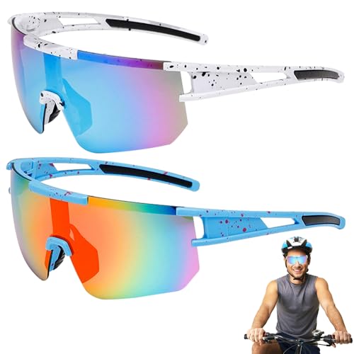 Mineup 2 Stück Schnelle Brille Herren, Sport Sonnenbrille Herren Damen, UV400 Polarisiert Fahrradbrille, Anti-UV Sonnenbrille Fahrradbrille Für Outdoorsport Radfahren Fahren Laufen Angeln Wandern